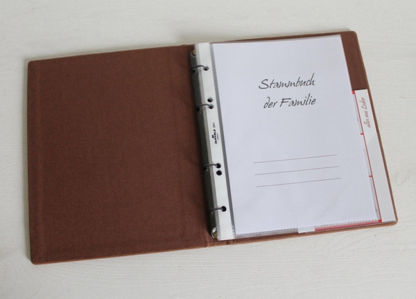 Stammbuch "Goldene Lebensbaum" aus cognacbraunem Leder,  DIN A5